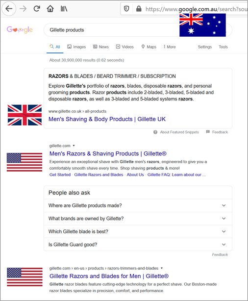 google search results gillette