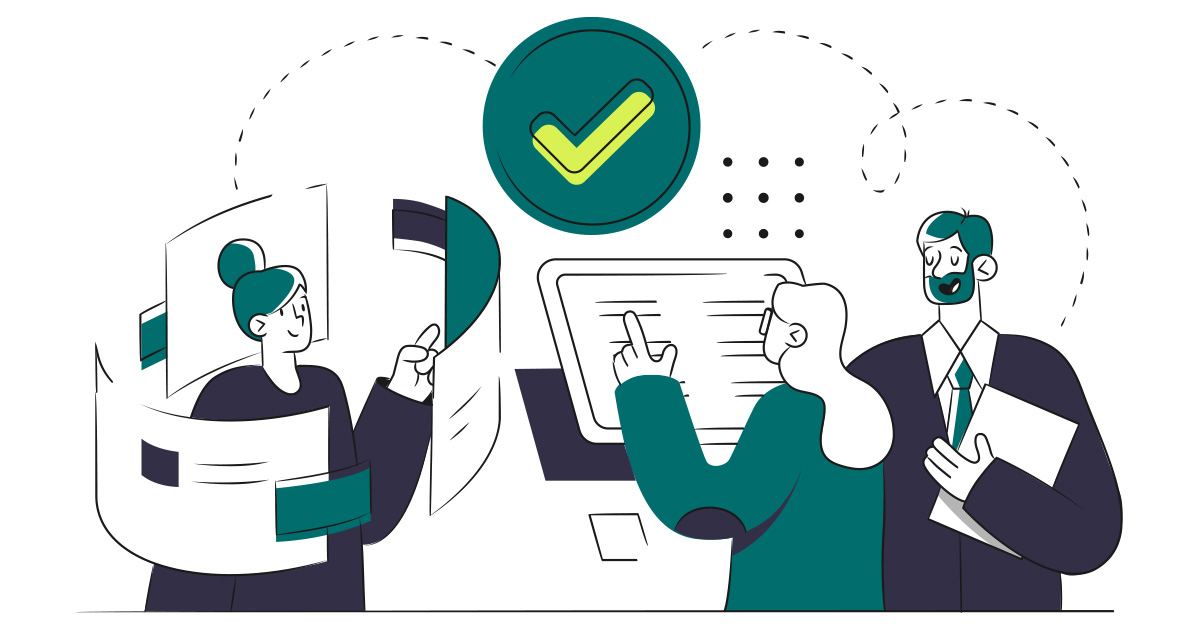 Illustration of people looking for information